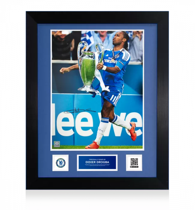 Didier Drogba Official Chelsea FC Signed and Framed Photo: 2012 UEFA Champions League Winner