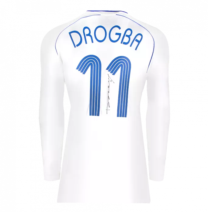 Didier Drogba Official UEFA Champions League Back Signed And Framed Chelsea 2006-07 Away Shirt