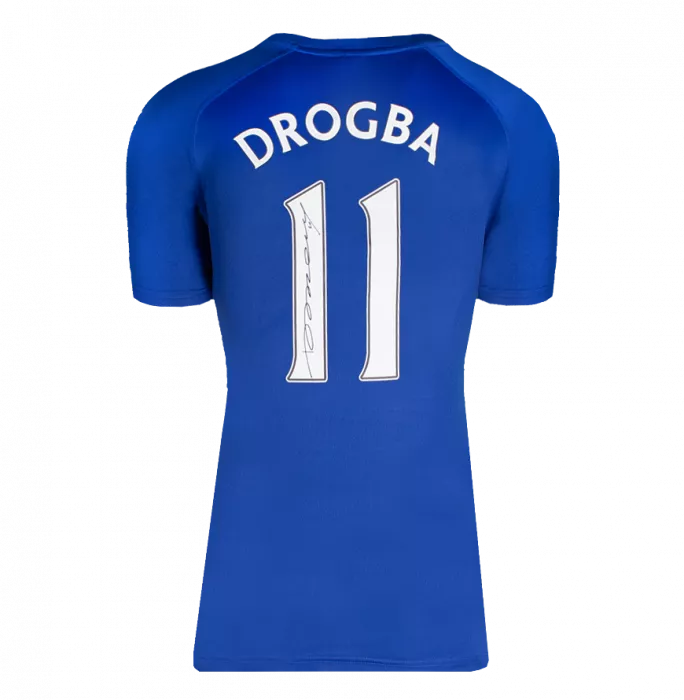 Didier Drogba Official UEFA Champions League Back Signed And Hero Framed Chelsea T-Shirt With Fan Style Numbers