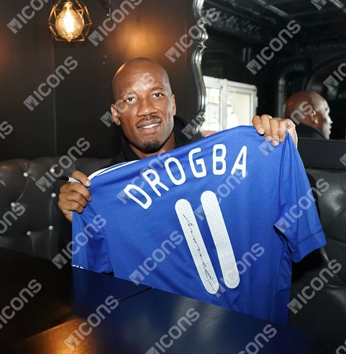 Didier Drogba Official UEFA Champions League Back Signed And Hero Framed Chelsea 2009-10 Home Shirt