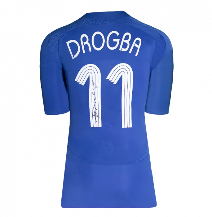 Didier Drogba Official UEFA Champions League Back Signed And Hero Framed Chelsea 2006-08 Home Shirt