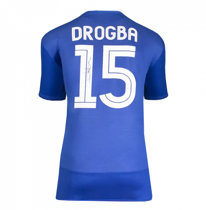 Didier Drogba Official UEFA Champions League Back Signed And Hero Framed Chelsea 2005-06 Centenary Home Shirt