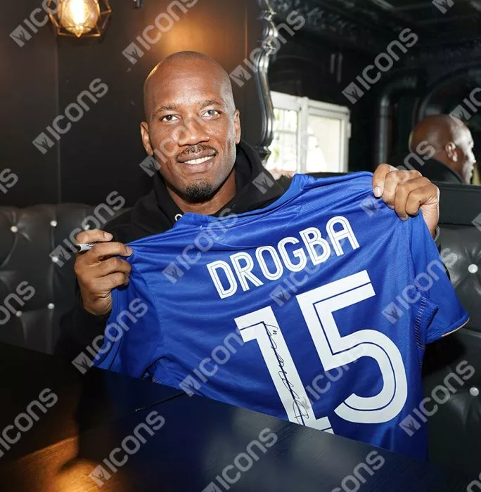 Didier Drogba Official UEFA Champions League Back Signed And Framed Chelsea 2005-06 Centenary Home Shirt