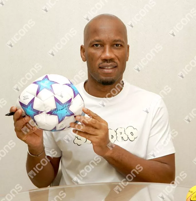 Didier Drogba Official UEFA Champions League Signed Football In Acrylic Case