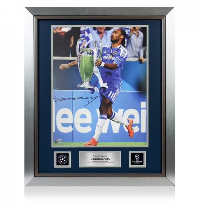 Didier Drogba Official UEFA Champions League Signed and Framed Chelsea Photo: UEFA Champions League Winner