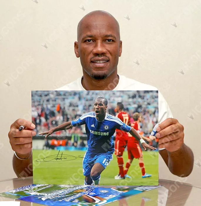 Didier Drogba Signed Chelsea FC Photo: 2012 UEFA Champions League Final Goal