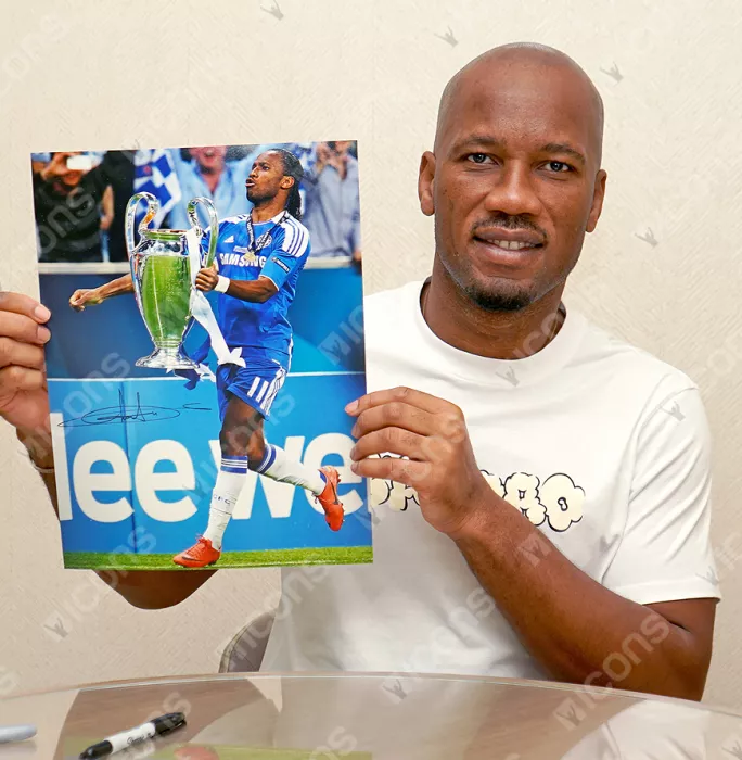 Didier Drogba Signed Chelsea FC Photo: 2012 UEFA Champions League Winner