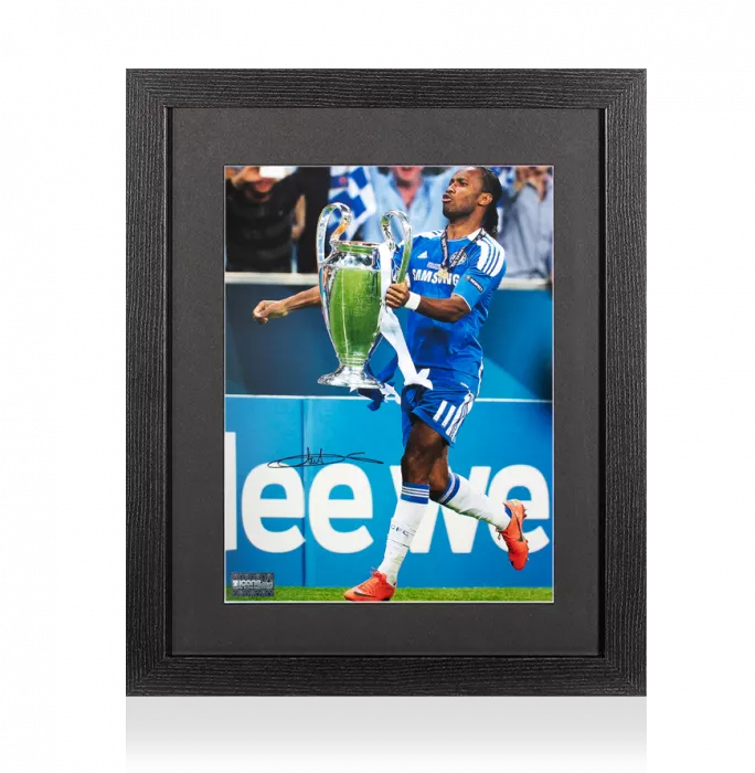 Didier Drogba Signed Chelsea FC Photo In Black Wooden Frame: 2012 UEFA Champions League Winner