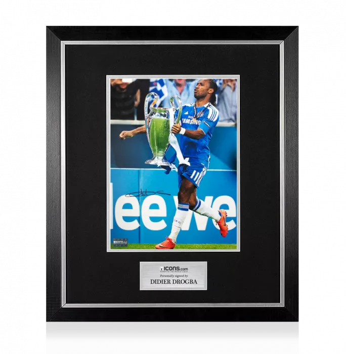 Didier Drogba Signed Chelsea FC Photo In Premium Photo Frame: 2012 UEFA Champions League Winner