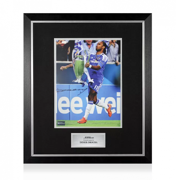 Didier Drogba Signed Chelsea Photo In Premium Photo Frame: UEFA Champions League Winner