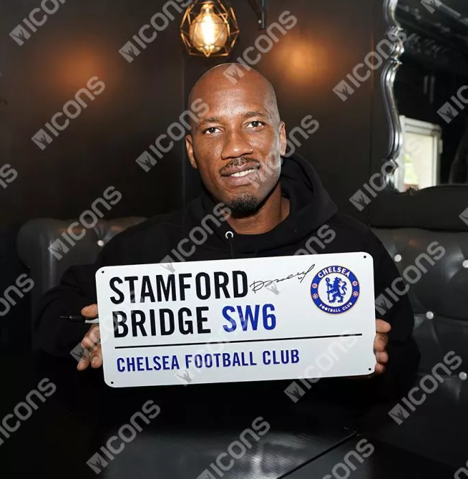Didier Drogba Signed Chelsea Stamford Bridge Road Sign