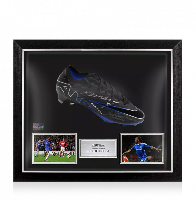 Didier Drogba Signed Nike Vapor Elite Boot In Bubble Frame: Option 1