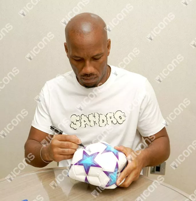 Didier Drogba Signed UEFA Champions League Football In Acrylic Case
