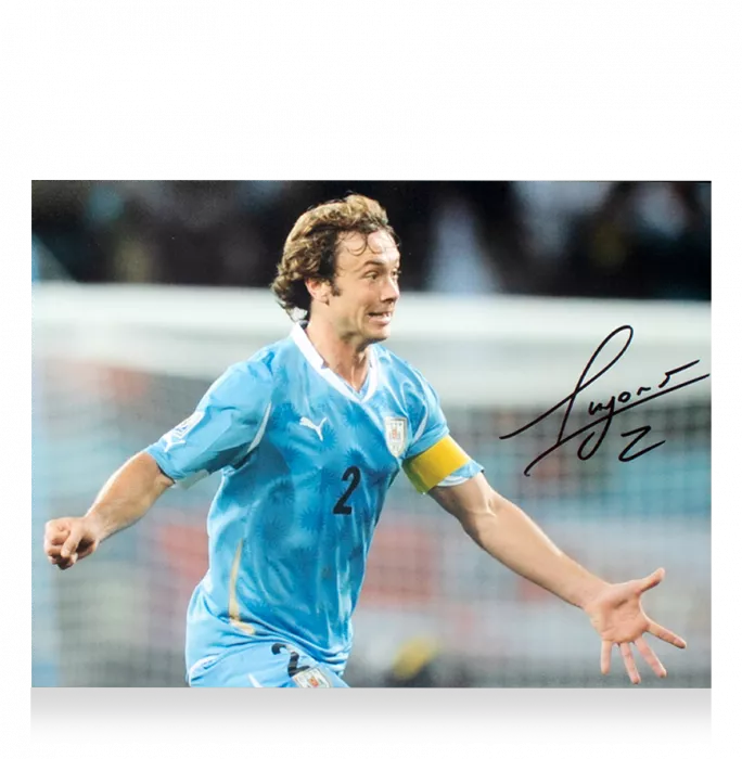 Diego Lugano Signed Uruguay Photo In Black Wooden Frame