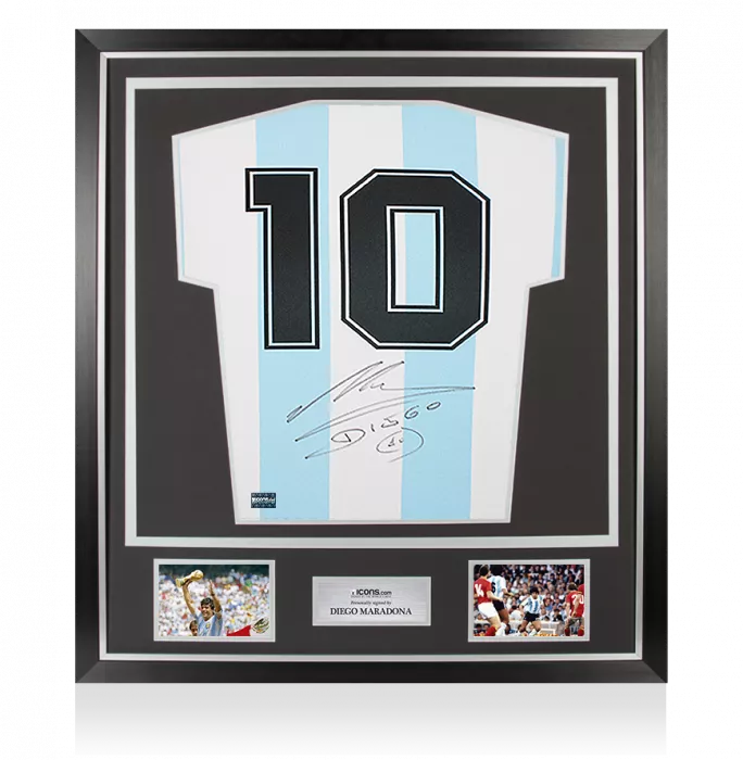 Diego Maradona Back Signed Argentina 1986 Home Shirt In Classic Frame