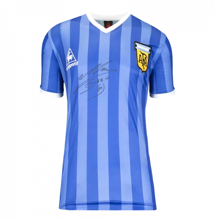 Diego Maradona Front Signed Argentina 1986 Away Shirt In Classic Frame