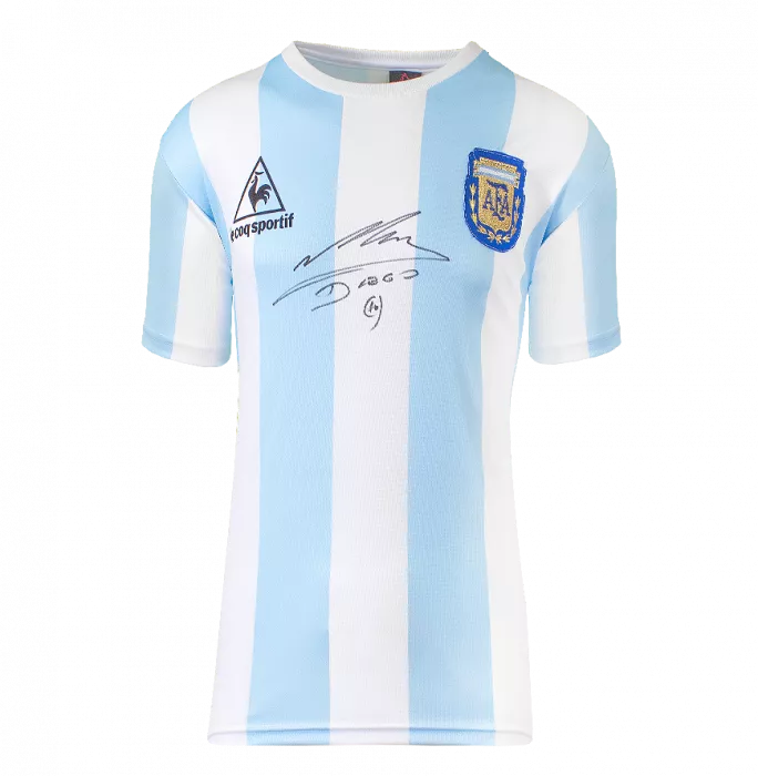 Diego Maradona Front Signed Argentina 1986 Home Shirt In Hero Frame: Option 1