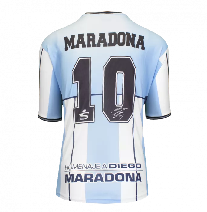 Diego Maradona Front Signed Testimonial Shirt In Hero Frame: Homenaje A Diego