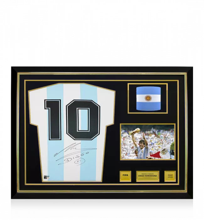 Diego Maradona Official 1986 FIFA World Cup™ Back Signed and Framed Argentina 1986 Home Shirt: 1986 FIFA World Cup Winning Captain Edition