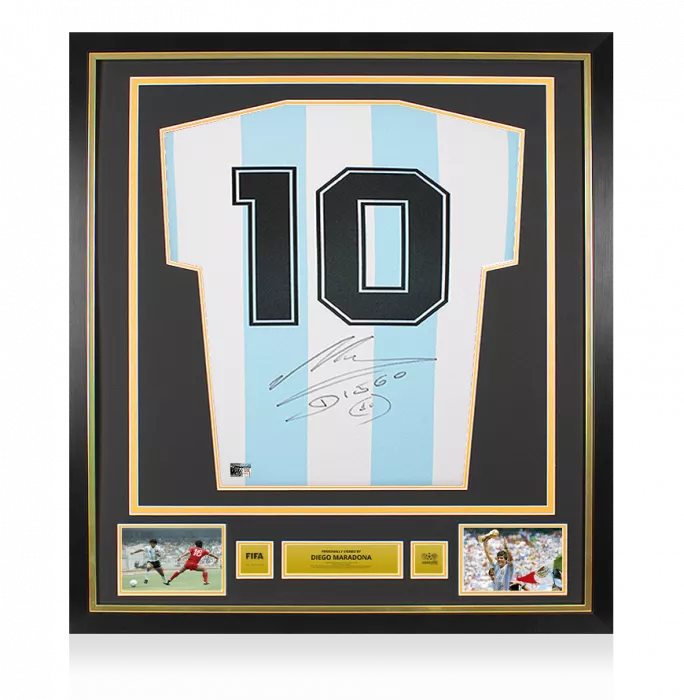 Diego Maradona Official 1986 FIFA World Cup™ Back Signed and Framed Argentina 1986 Home Shirt