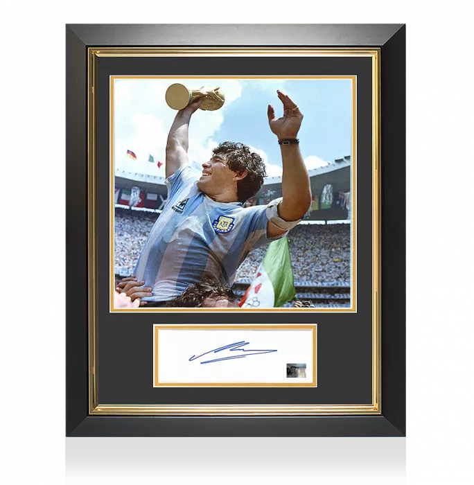 Diego Maradona Official FIFA World Cup Signed And Framed Card: 1986 Winner