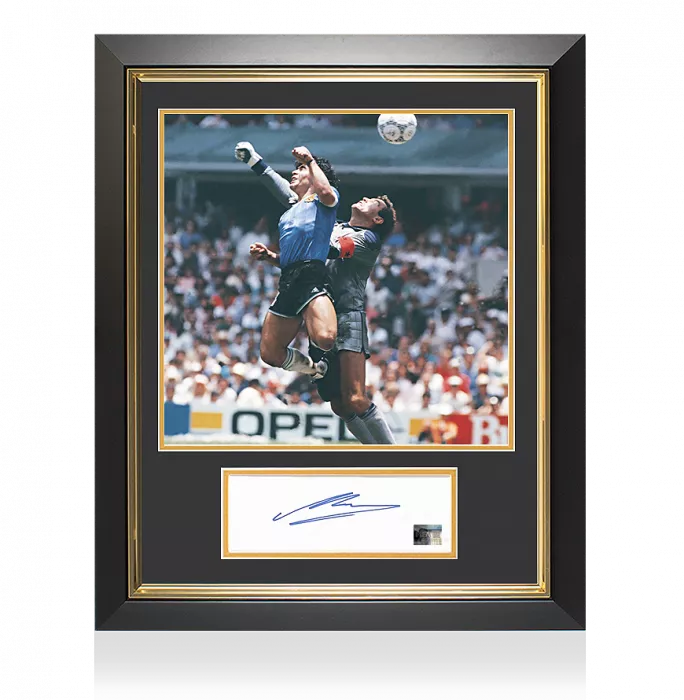 Diego Maradona Official FIFA World Cup Signed and Framed Card: Iconic Hand of God Goal