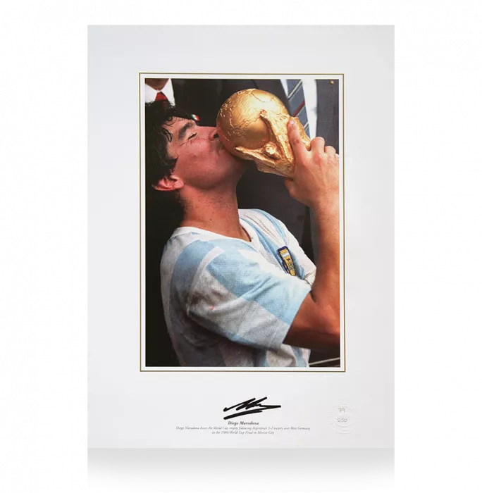 Diego Maradona Signed Argentina Print: 1986 FIFA World Cup Winner