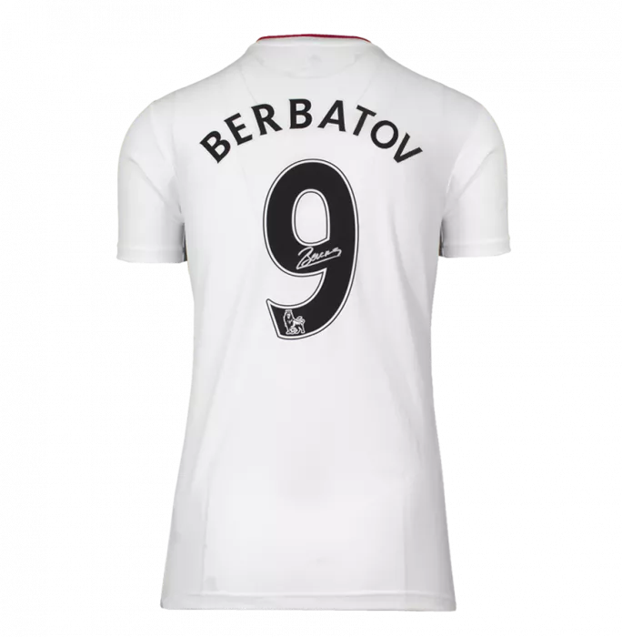 Dimitar Berbatov Back Signed Fulham 2019-20 Home Shirt In Classic Frame