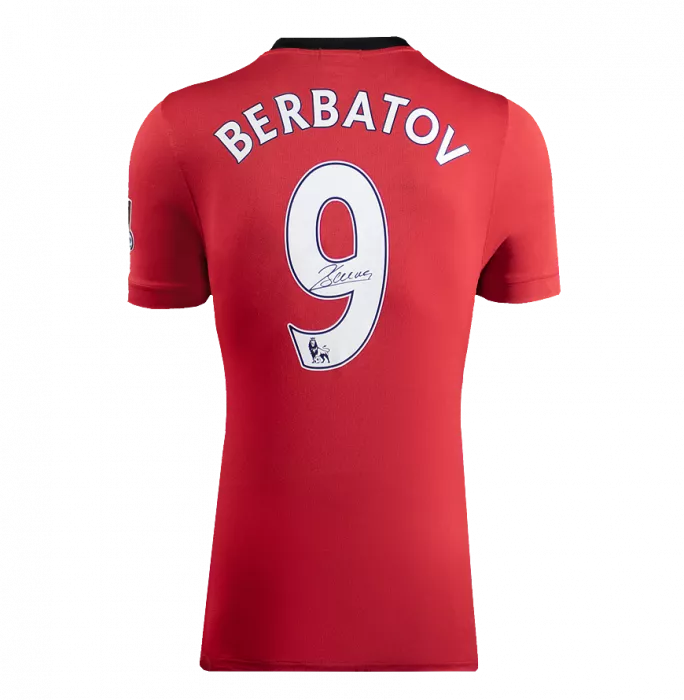 Dimitar Berbatov Back Signed Manchester United 2009-10 Home Shirt In Hero Frame: Option 1