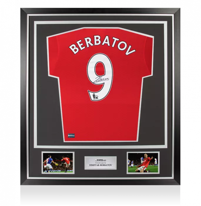 Dimitar Berbatov Back Signed Manchester United 2009-10 Home Shirt In Classic Frame