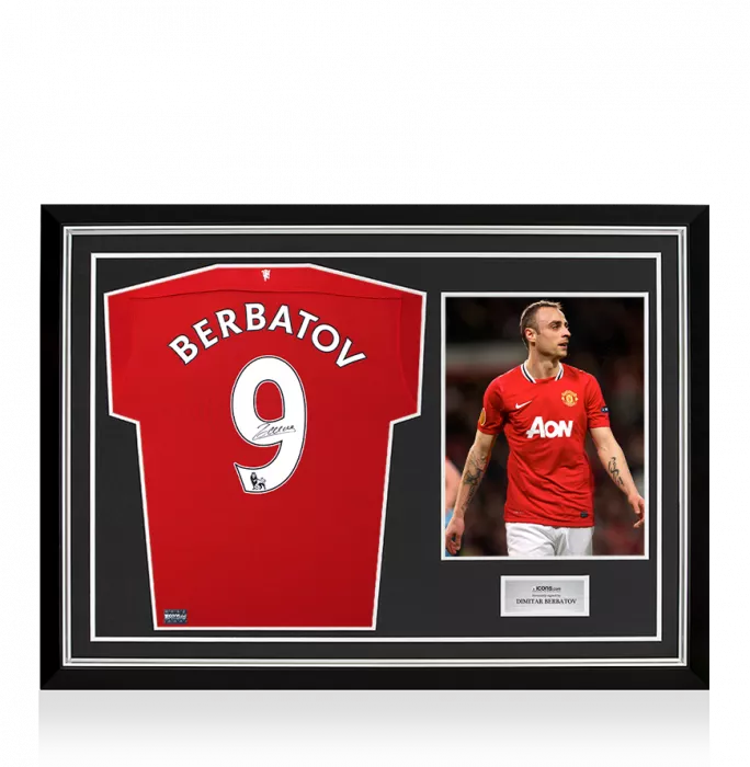 Dimitar Berbatov Back Signed Manchester United 2011-12 Home Shirt In Hero Frame: Option 1