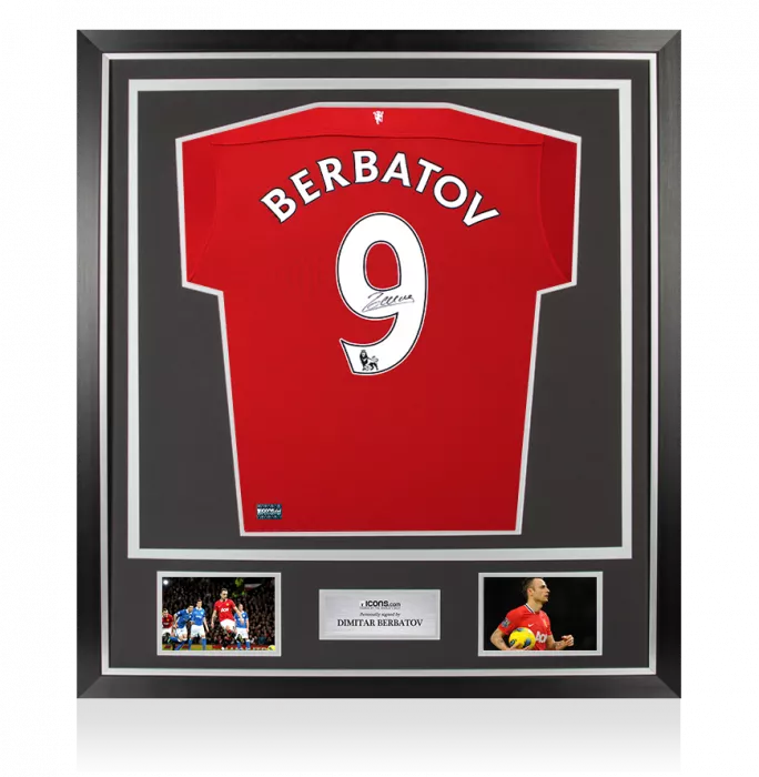 Dimitar Berbatov Back Signed Manchester United 2011-12 Home Shirt In Classic Frame