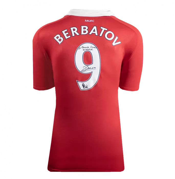 Dimitar Berbatov Back Signed Manchester United 2010-11 Home Shirt: 2x Premier League Winner Inscription In Hero Frame: Option 1