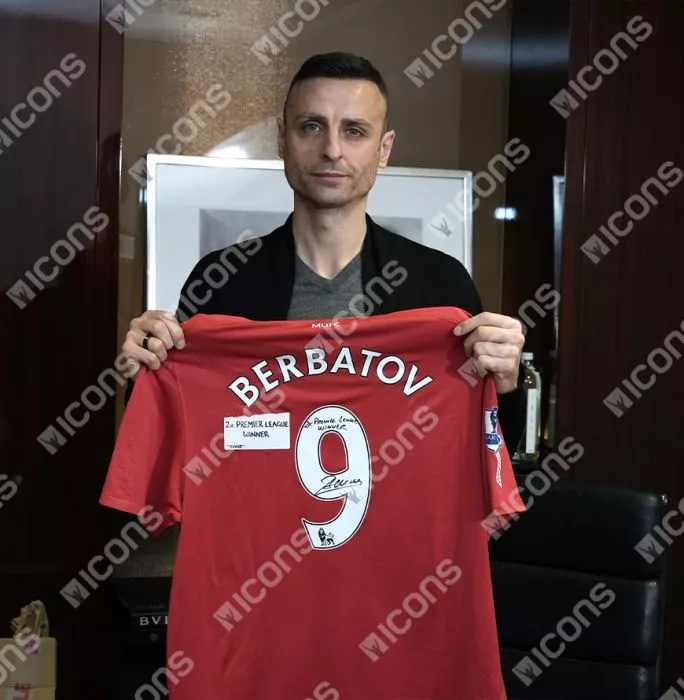 Dimitar Berbatov Back Signed Manchester United 2010-11 Home Shirt: 2x Premier League Winner Inscription In Hero Frame: Option 1