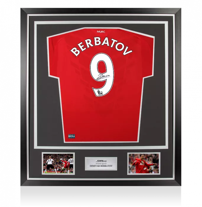 Dimitar Berbatov Back Signed Manchester United 2010-11 Home Shirt In Classic Frame