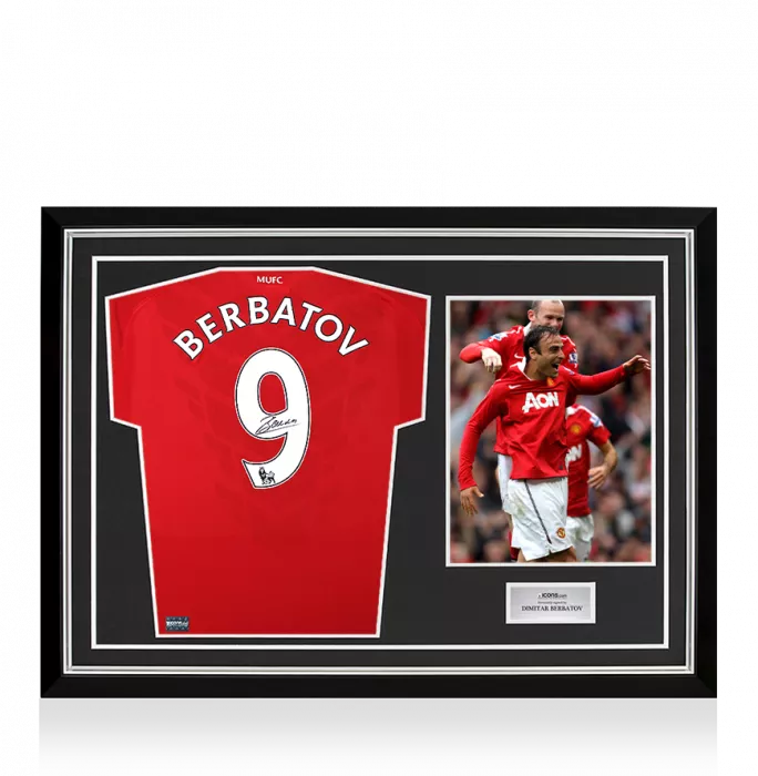 Dimitar Berbatov Back Signed Manchester United 2010-11 Home Shirt In Hero Frame: Option 1