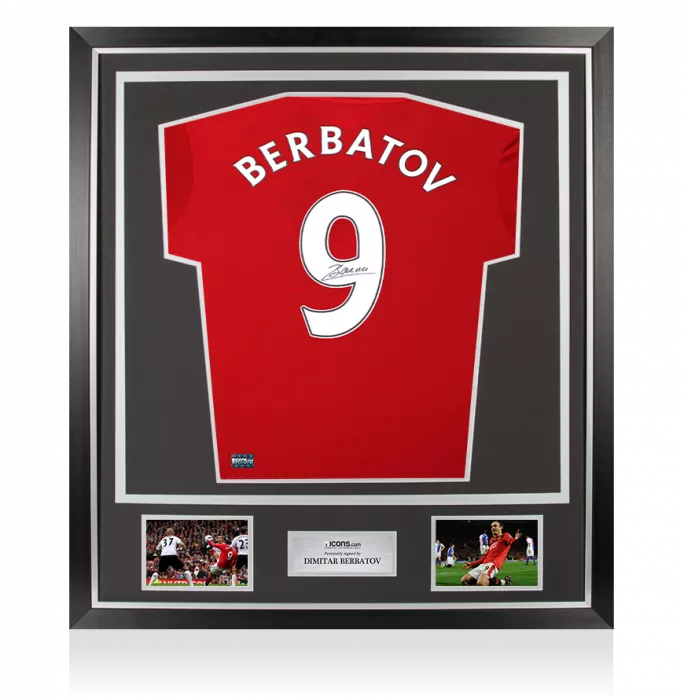 Dimitar Berbatov Back Signed Manchester United 2016-17 Home Shirt In Classic Frame