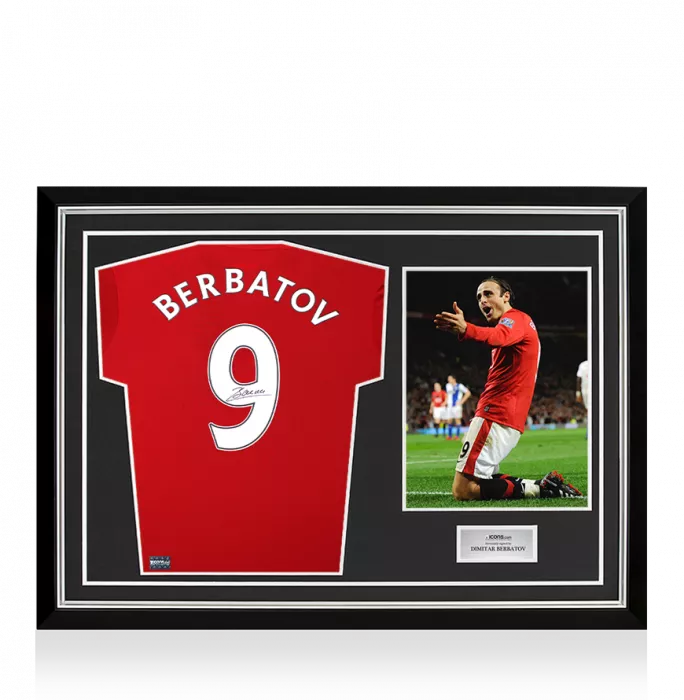 Dimitar Berbatov Back Signed Manchester United 2016-17 Home Shirt In Hero Frame: Option 1
