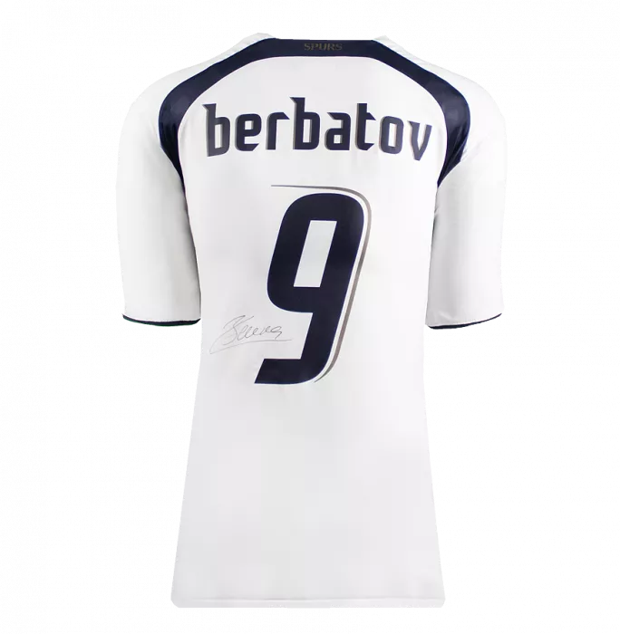 Dimitar Berbatov Back Signed Tottenham Hotspur 2006-07 Home Shirt In Deluxe Packaging