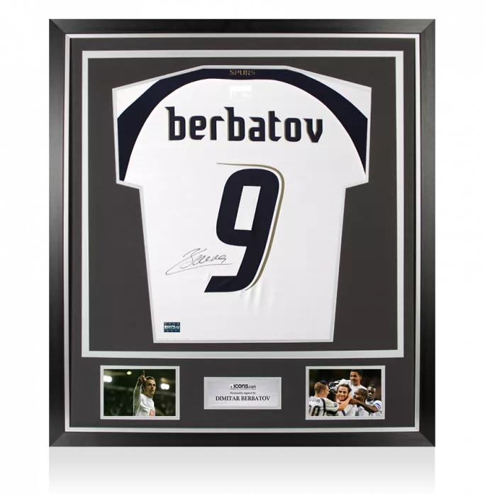 Dimitar Berbatov Back Signed Tottenham Hotspur 2006-07 Home Shirt In Classic Frame