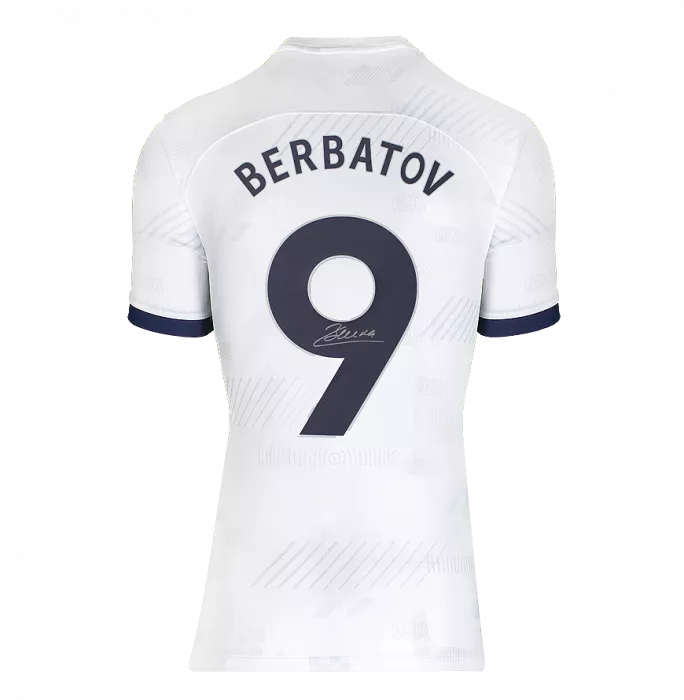 Dimitar Berbatov Back Signed Tottenham Hotspur 2023-24 Home Shirt With Fan Style Number In Classic Frame