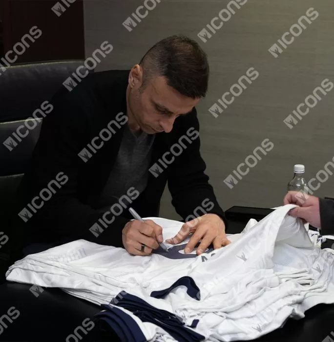 Dimitar Berbatov Back Signed Tottenham Hotspur 2023-24 Home Shirt With Fan Style Number In Classic Frame