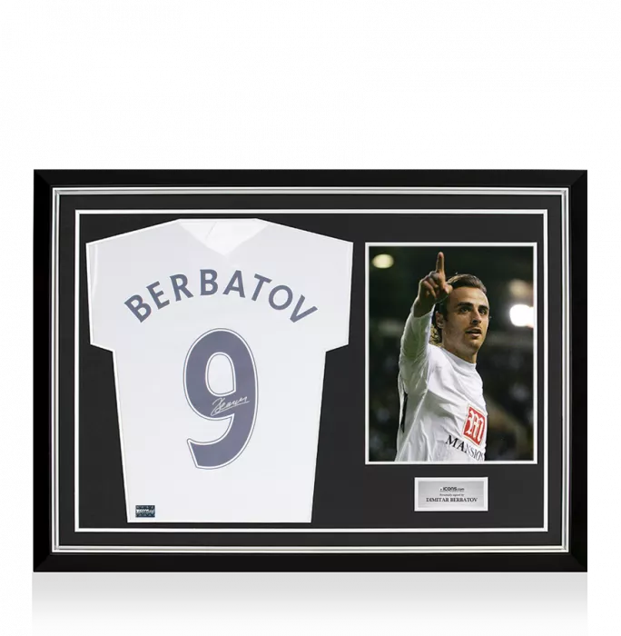 Dimitar Berbatov Back Signed Tottenham Hotspur 2021-22 Home Shirt In Hero Frame: Option 1
