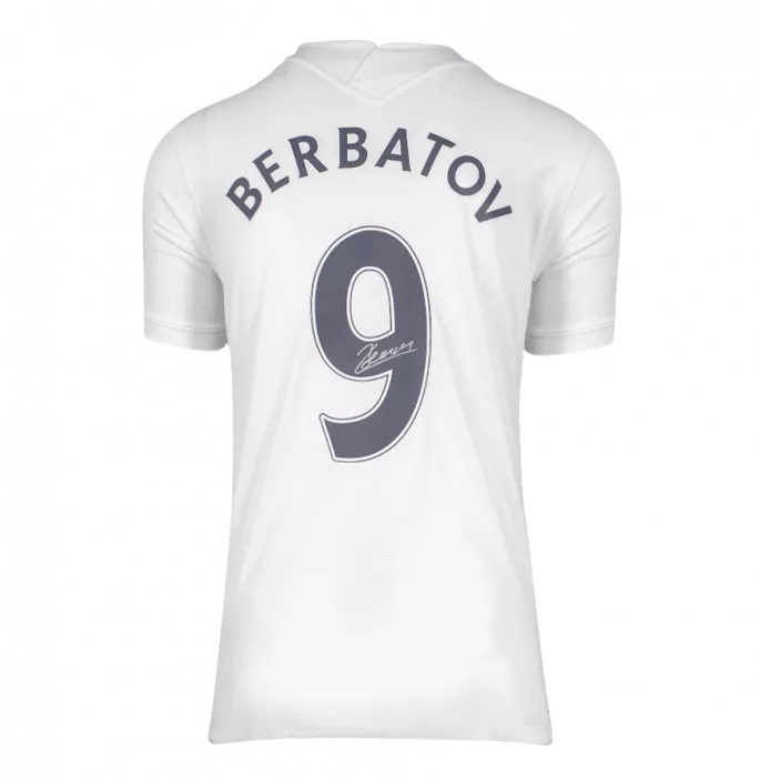 Dimitar Berbatov Back Signed Tottenham Hotspur 2021-22 Home Shirt In Classic Frame