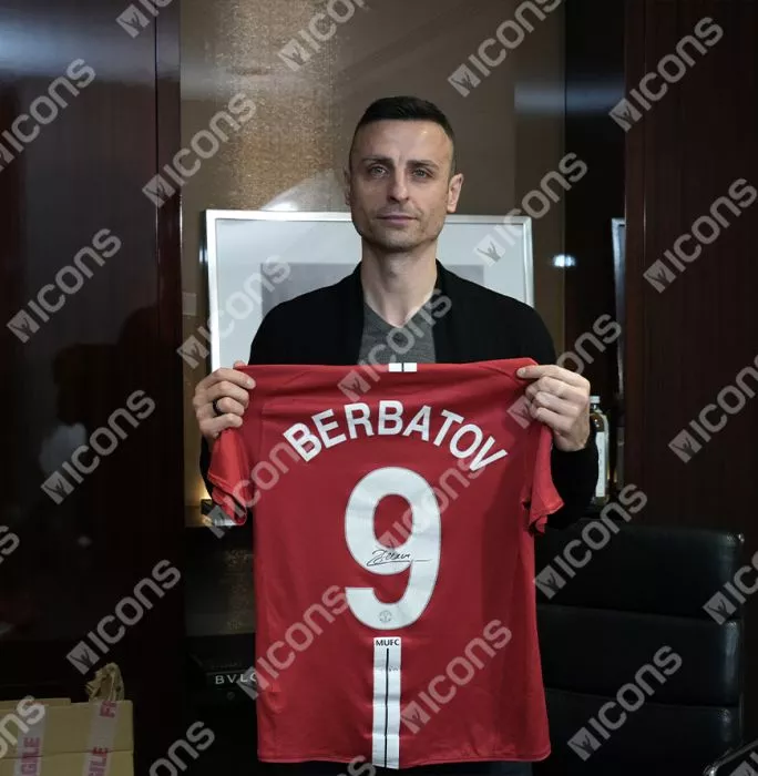 Dimitar Berbatov Official UEFA Champions League Back Signed And Framed Manchester United 2007-09 Home Shirt