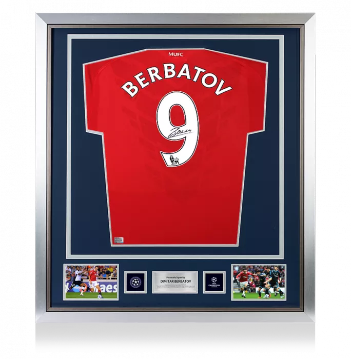 Dimitar Berbatov Official UEFA Champions League Back Signed and Framed Manchester United 2010-11 Home Shirt
