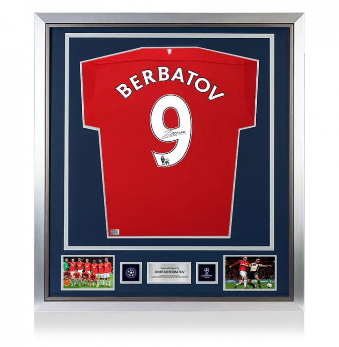 Dimitar Berbatov Official UEFA Champions League Back Signed and Framed Manchester United 2011-12 Home Shirt