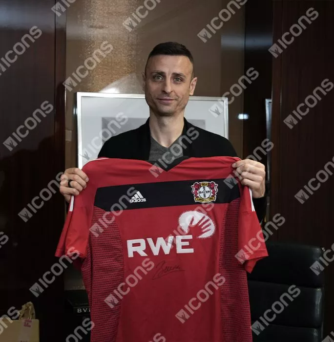 Dimitar Berbatov Official UEFA Champions League Front Signed And Framed Bayer 04 Leverkusen 2002-04 Home Shirt