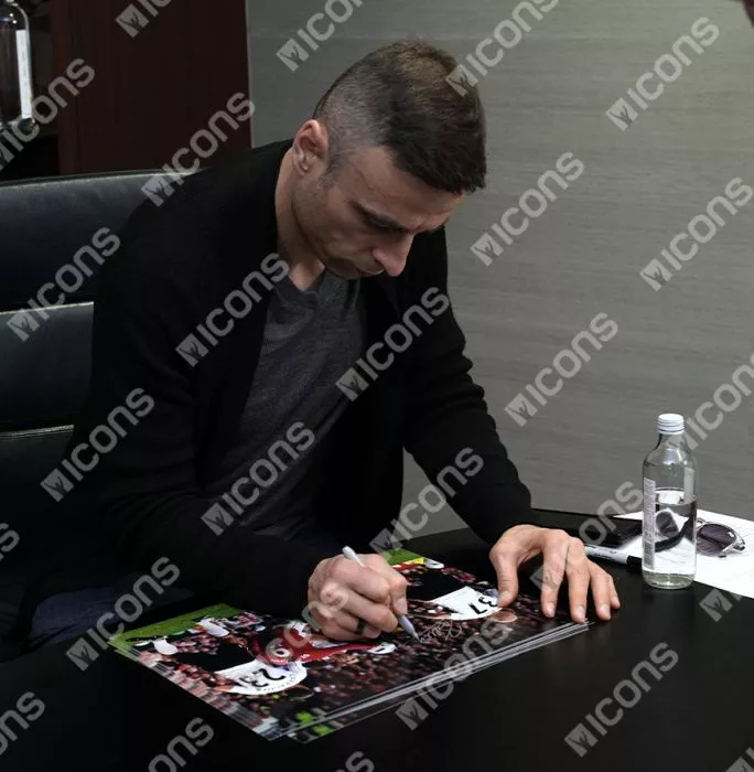 Dimitar Berbatov Signed Manchester United Photo In Black Wooden Frame: Overhead Kick V Liverpool - Signed In Silver