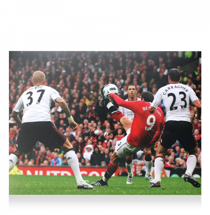 Dimitar Berbatov Signed Manchester United Photo In Premium Photo Frame: Overhead Kick V Liverpool - Signed In Black